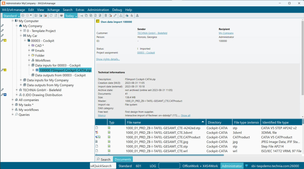 s4:manage: Data exchange X4.0 integration