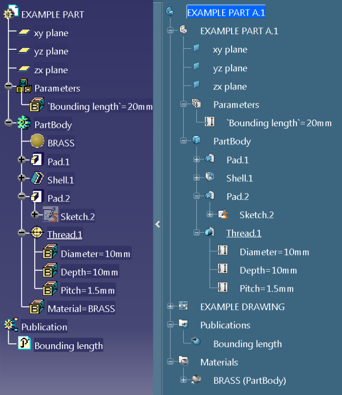 catia v5 vs 3dexperience tree comparison