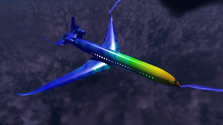 Lightning strike simulation of aircraft